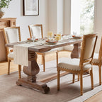 ZeeMart Linen Checked Farmhouse Table Runner, 13x108 Inches Neutral Beige