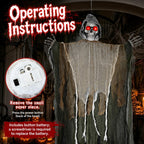 3PCS Scary Hanging Ghosts with Glowing Eyes, Light-Up Halloween Ghost Decorations, Outdoor/Indoor Decor for Graveyard, Haunted House, Yard, Patio, Lawn, Garden & Spooky Party Props