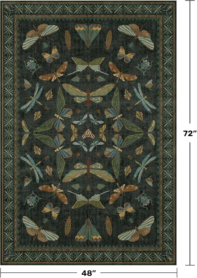 Dark Green 4x6 Washable Area Rug - Image 2