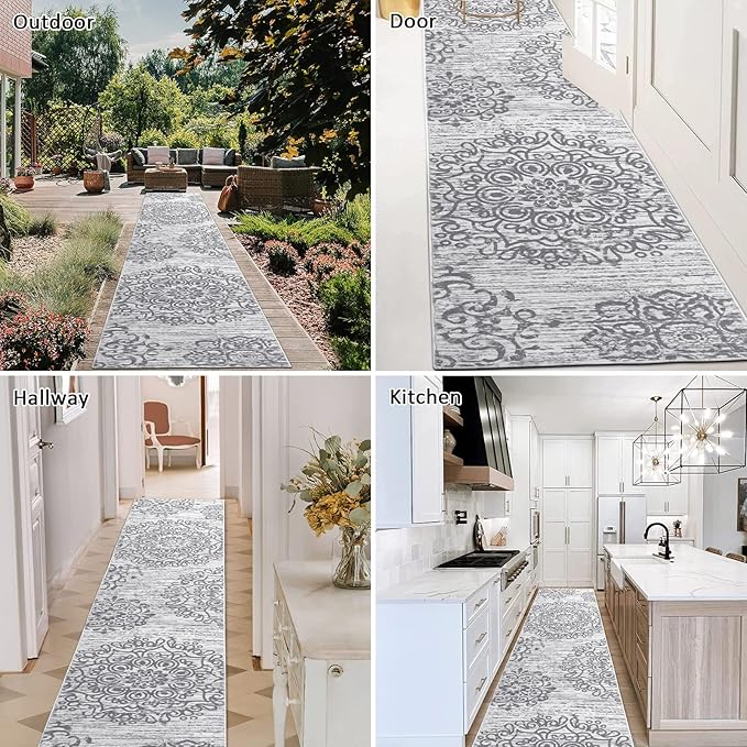 HEBE Hallway Runner Rug 2'x10' Washable Vintage Distressed Area Rugs Non Slip - Image 3