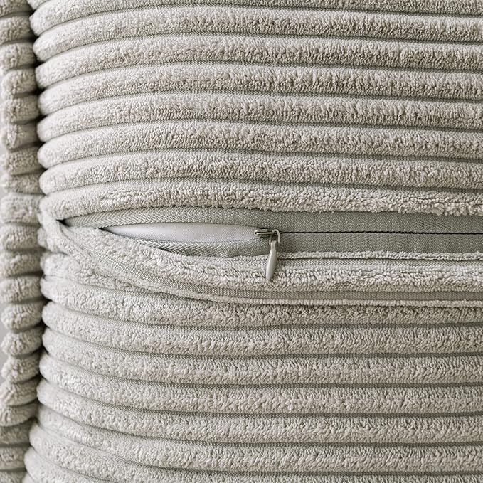 MIULEE Light Grey Corduroy Lumbar Pillow Covers 12x20 Inch 12x20 Inch - Image 3
