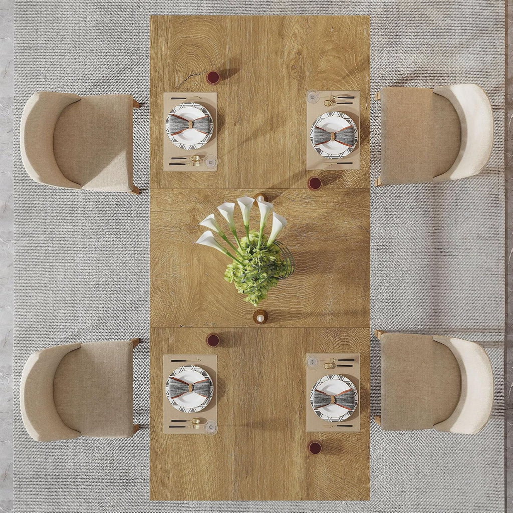 Tribesigns 63-Inch Rectangular Dining Table for 4 to 6, Modern Kitchen Table with Stylish Metal Trestle Legs, Large Dinner Table for Dining Room, Chair Not Included (Brown+Black)