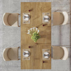 Tribesigns 63-Inch Rectangular Dining Table for 4 to 6, Modern Kitchen Table with Stylish Metal Trestle Legs, Large Dinner Table for Dining Room, Chair Not Included (Brown+Black)