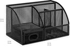 Amazon Basics Mesh Pen Holder and Desktop Desk Organizer, Office Caddy Storage for Writing Utensils, 9.1 x 5.9 x 5.5 inches, Black