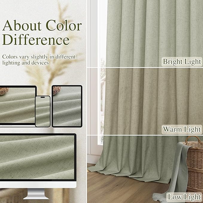 Sage Green 100% Blackout Curtains 96 Inch Length 2 Panels Set - Image 7