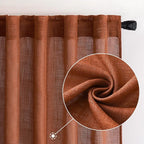MIULEE Burnt Orange Linen Curtains 84 Inch Length - Image 2