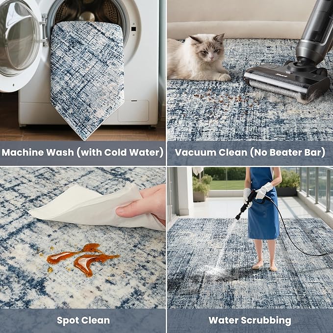 10x14 Area Rugs for Living Room Washable Rug: Anti-Skid Abstract Modern Living - Image 5