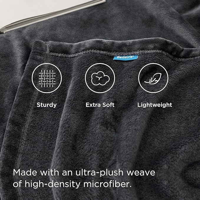 Bedsure GentleSoft Fleece Bed Blankets Large Size Charcoal - Image 4