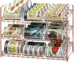 Simple Houseware 3-Tier Stackable Can Organizer Rack 36 Cans, Rose Gold