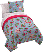 Strawberry Shortcake Twin Comforter Set 5 Piece Kids Bedding, Blue