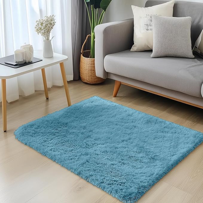OLANLY 3x5 Machine Washable Small Bedside Rug, Soft Fluffy Shaggy Rugs - Image 3