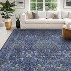 Washable Dark Blue Rug for Living Room - Image 5