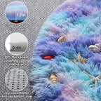 ONASAR Rainbow Round Area Rug 4ft, Soft Bedroom Circle Throw Rugs - Image 2