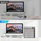 5 Trays Paper Organizer Letter Tray with Handle-Mesh Desk File Organizer, Grey Paper Sorter Desk Organizer for Office, Home or School