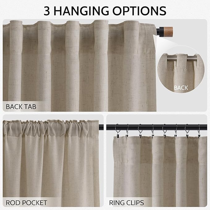 Nanspring Cobblestone Linen Curtains 84 Inches Long - Image 2
