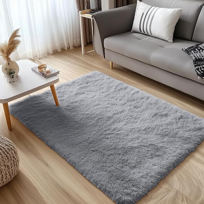 OLANLY 3x4 Machine Washable Accent Rug, Soft Fluffy Shaggy Area Rug - Image 3