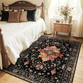 Area Rugs 4'x5' Washable Non-Slip, Floral Vintage Distress Print Pattern by RELEANY