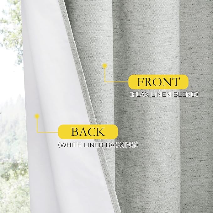 NICETOWN Grey Living Room Completely Shaded Linen Draperies, 2 Pieces, W62 x L72 - Image 5