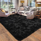 Rugs for Living Room 5x7, Soft Shaggy Modern Shag Black Area Rug for Bedroom by Quntue
