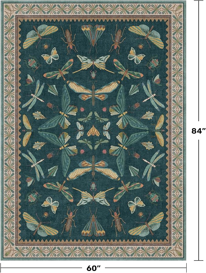 Hazo Haus Insect Teal Green 5x7 Area Rug - Image 2