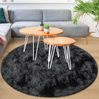 5x5 ft Tie Dye Black Round Rug for Bedroom Room Fluffy Circle Rug Furry Carpet - Image 5