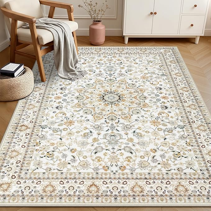 3x5 Area Rugs Living Room Rug: Washable Vintage Boho Rug No Slip Stain - Image 4