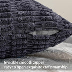 Pack of 2 Corduroy Decorative Throw Pillow Covers 12x24 Inch Soft Striped - Image 3