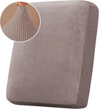 H.VERSAILTEX Velvet Stretch Couch Cushion Cover Plush Cushion Slipcover by HVERSAILTEX