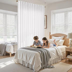 White Large Window Curtains Light Filtering Semi Sheer Privacy Linen Textured - Image 8