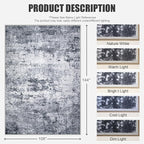 9x12 Area Rug Living Room Rug: Washable Modern Abstract Soft Thin Rug Indoor - Image 2