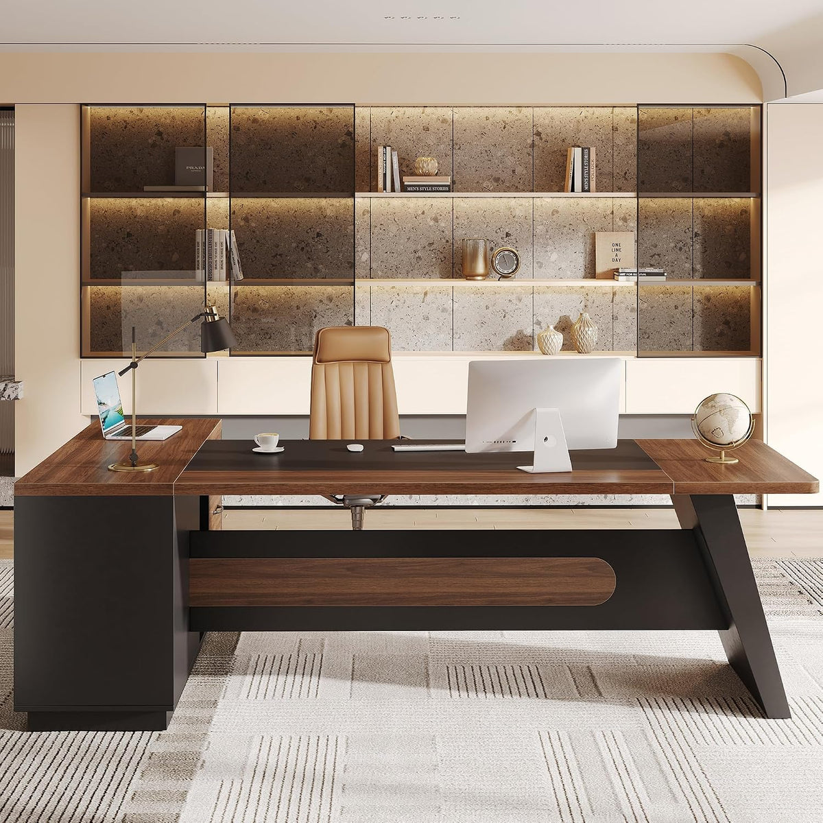 Jocoevol 78.7" L-Shaped Executive Desk, Extra Large Home Office Desk