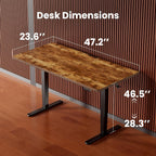 ErGear Height Adjustable Electric Standing Desk, 48 x 24 Inches Sit Stand up Desk, Memory Computer Home Office Desk, Vintage Brown