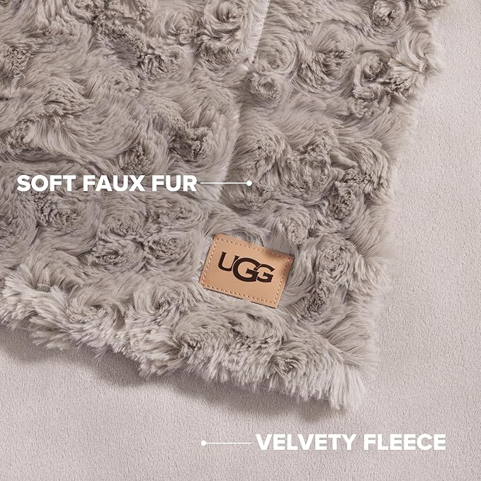 UGG Adalee Faux Fur Twin Size Blanket, Warm Cozy Blanket, Extra Large Throw - Image 3