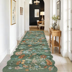 Washable 3x10 Hallway Runner Rug: Floral Scalloped Soft Runners - Image 9