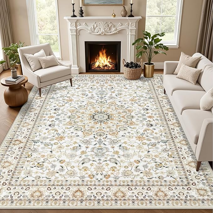 Area Rugs 9x12 Living Room Rug: Washable Rug Soft Vintage Boho Carpet Indoor by EXPEDIX