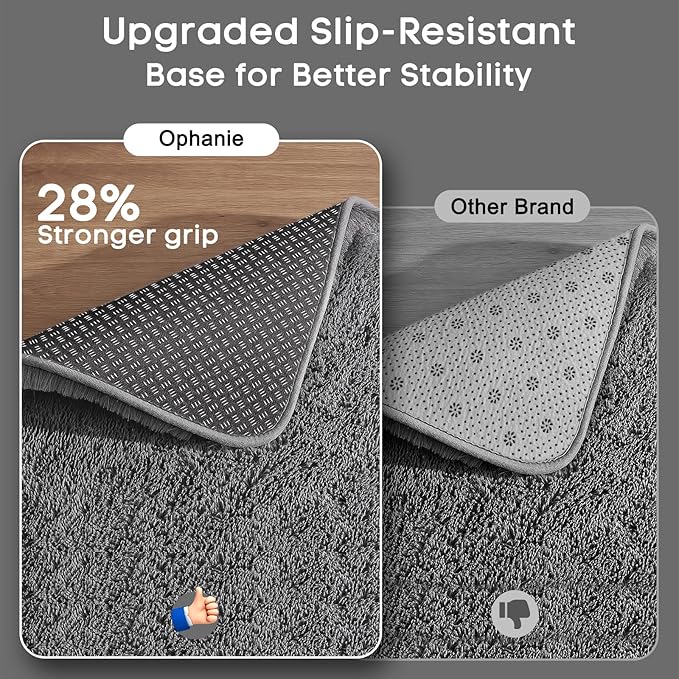 Ophanie Small Rug Upgrade Non Slip Throw Bedside Area Rugs, Fluffy Soft Grey - Image 4