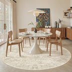 Soalmost 9x9 Beige Round Rug 9ft Living Room Circle Rug Vintage Round Area Rug - Image 3