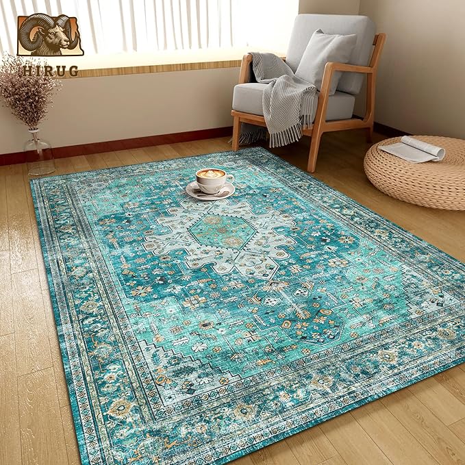 Washable Area Rug 4' x 6' Vintage Traditional Persian Mat - Image 4