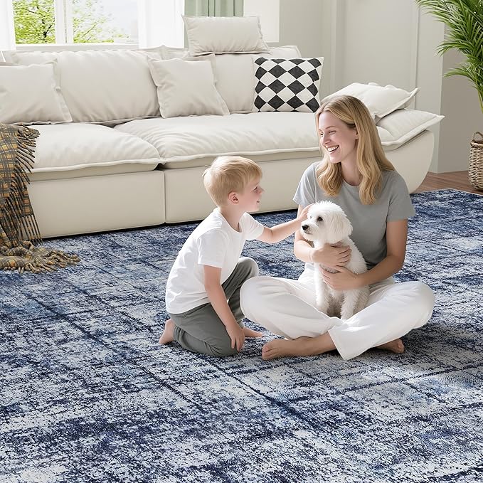 9x12 Area Rugs for Living Room Washable Rug: Anti-Skid Abstract Modern Living - Image 7