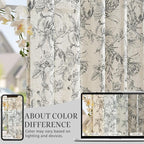 jinchan Floral Curtains 108 Inch Length Black Flower Linen Farmhouse Curtain - Image 4