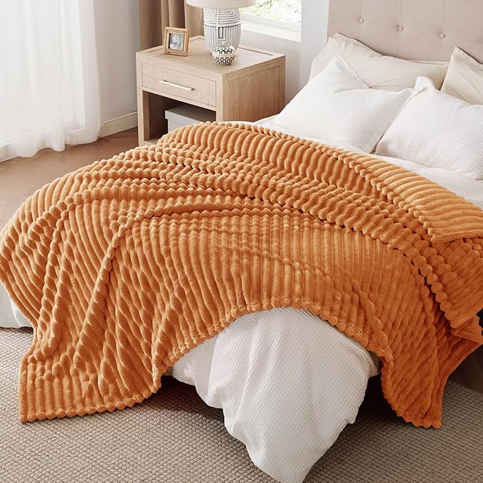 Bedsure GentleSoft Orange Full Blanket - Image 5