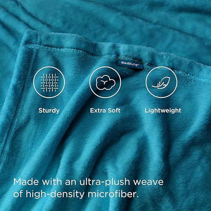 Bedsure GentleSoft Fleece Blankets Queen Size Teal - Image 4
