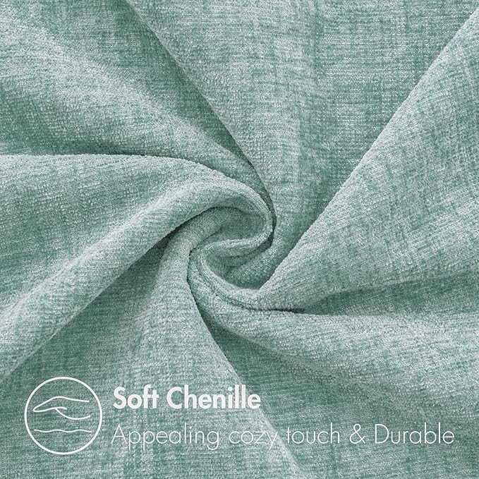 MIULEE Pack of 2 Couch Throw Pillow Covers 18x18 Inch Soft Aqua Green Chenille - Image 2