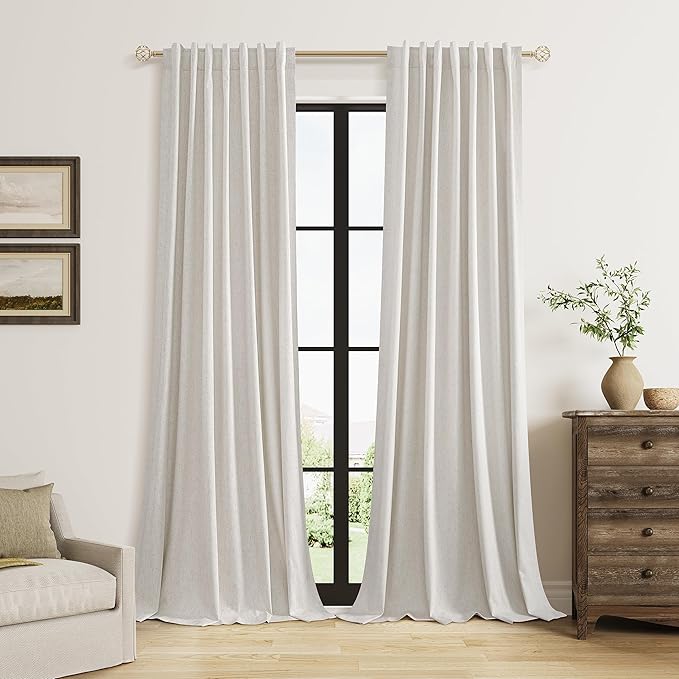 Guken Light Beige Extra Long 100% Blackout Curtains 120 Inch Length 2 Panels Set by Guken