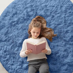 OLANLY Blue Round Rugs for Bedroom by OLANLY