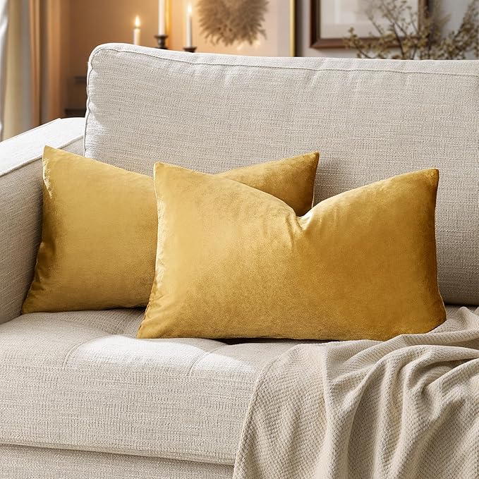 GIGIZAZA Golden Lumber Pillow Covers 12x20，Throw Velvet Decorative Cushion by GIGIZAZAFocusingonhomedecoration