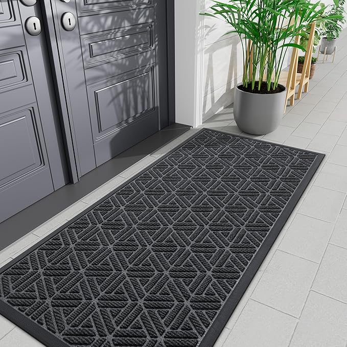 Smiry Front Door Mat Outside Entrance, Heavy Duty Sturdy Natural Rubber Doormat by Smiry