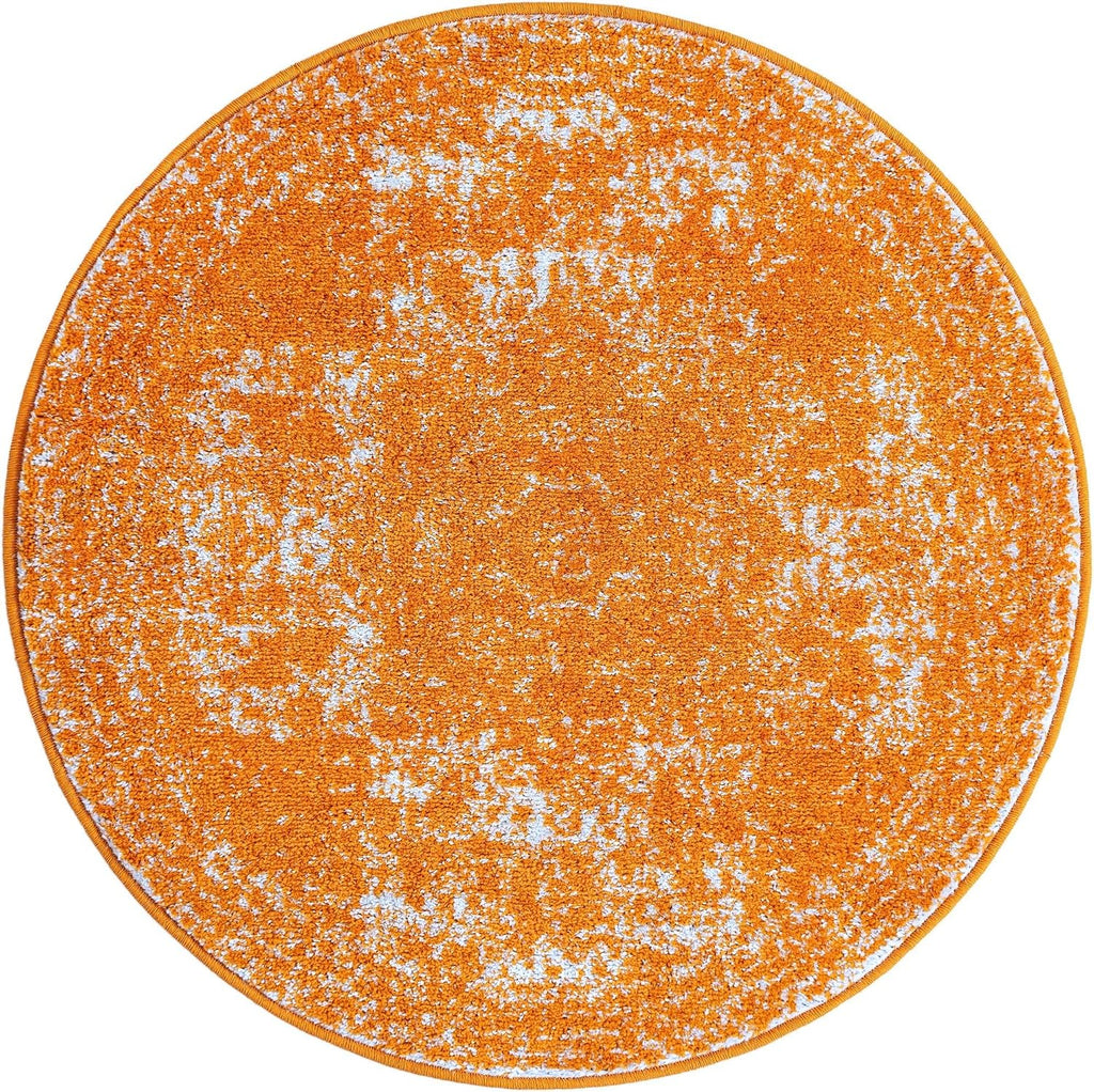 Unique Loom Bromley Collection Area Rug - Wells (3' 1" Round Orange/Ivory)