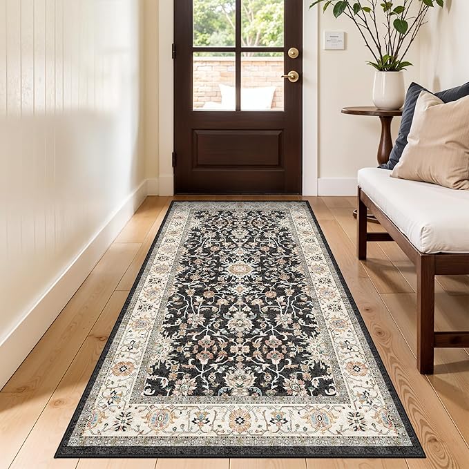Washable 3x6 Hallway Runner Rug: Non-Slip Low Pile Rug by TOPRUUG