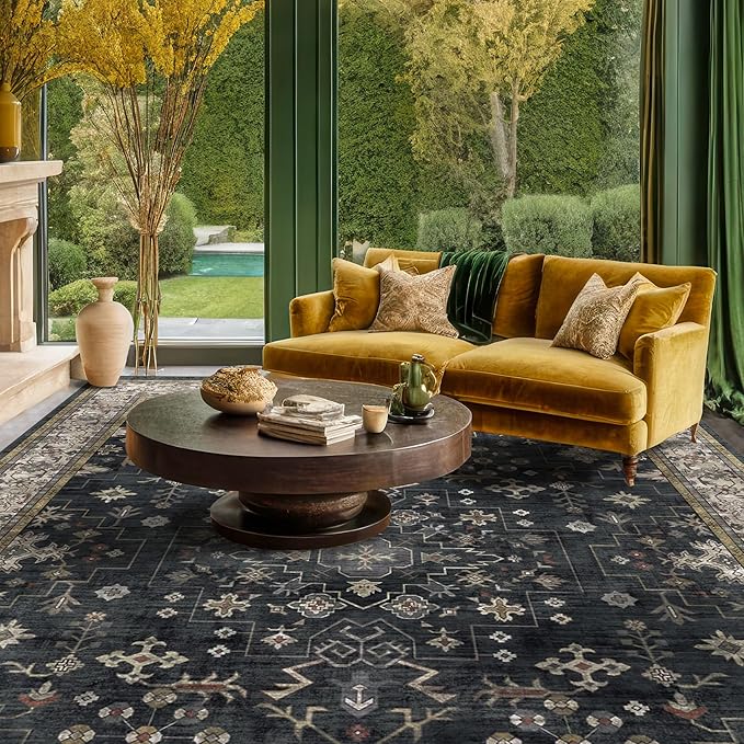 Black Boho Rug for Living Room 8x12 - Image 8